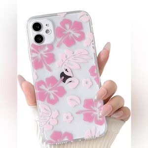 Pink Hibiscus Floral iPhone 11 Case – Clear TPU Protective Cover